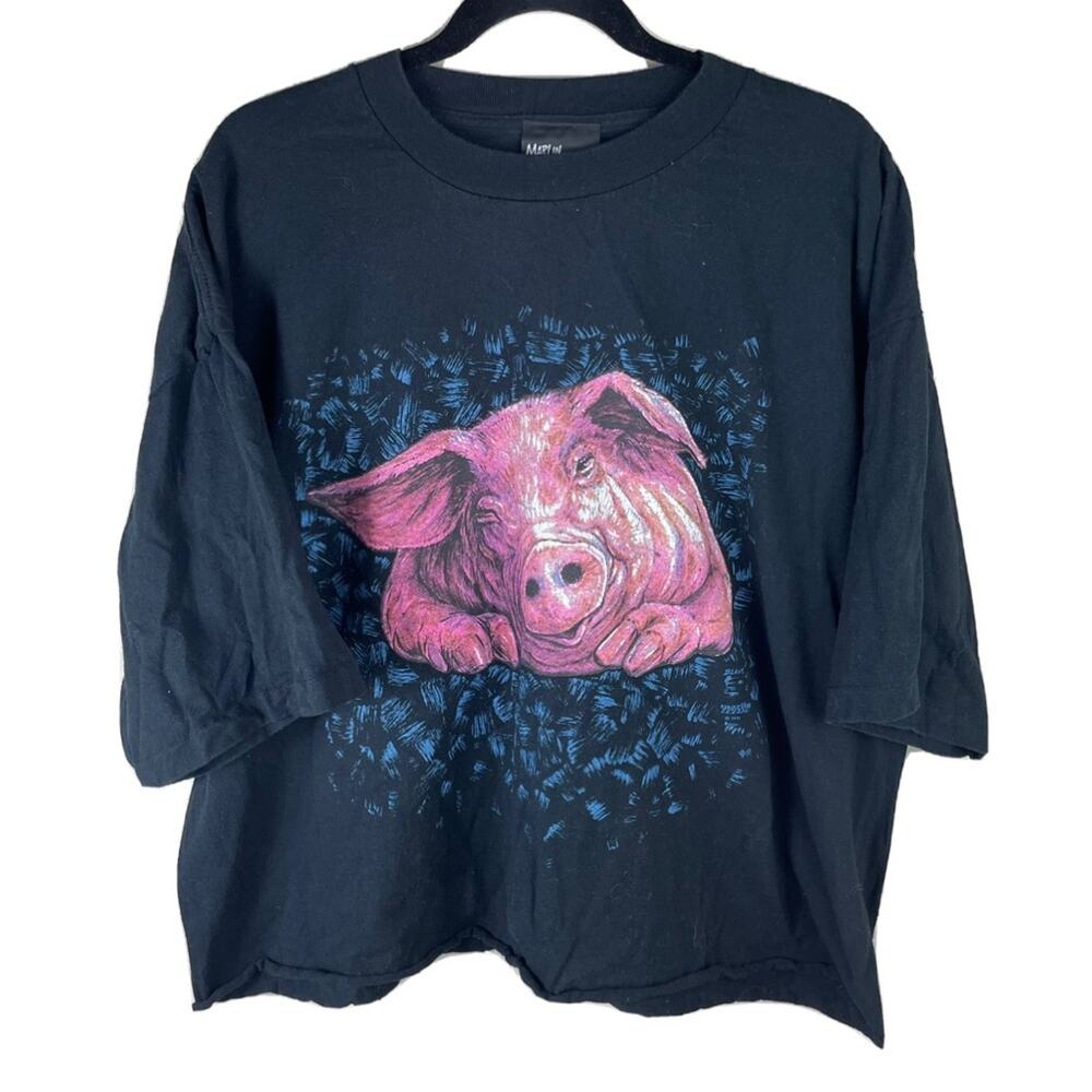 Vintage 90s Marlin Tease Pig Short Sleeve T Shirt Top Unisex Size XXL